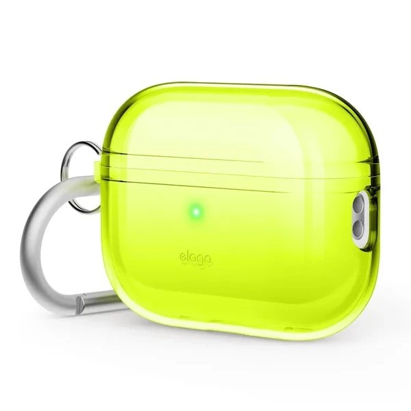 Прозорий силіконовий чохол із карабіном elago Clear Hang Case Neon Yellow для AirPods Pro 2