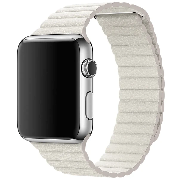 Ремешок Apple Leather Loop White Medium (MMAT2) для Apple Watch Ultra 49mm | 45mm | 44mm | 42mm в Сумах