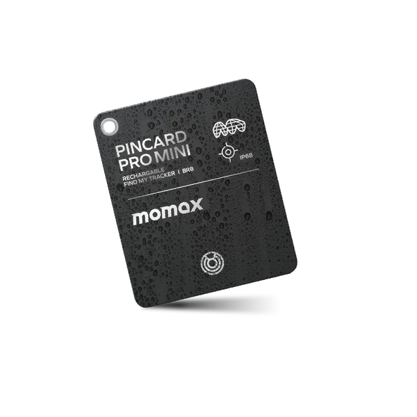 Карта-трекер Momax PinCard Pro Mini Rechargeable для поиска вещей с поддержкой Apple Find My (Локатор) водонепроницаемый IP68