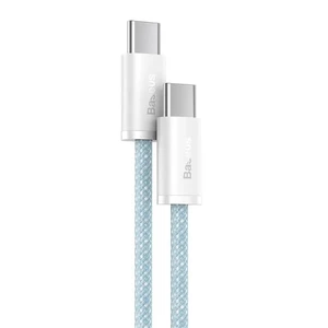 Нейлоновий кабель Type-C to Type-C для швидкої зарядки Baseus Dynamic Series 100W Blue (1m) - Фото 2