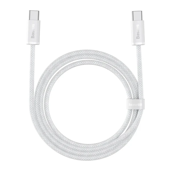 Нейлоновий кабель Type-C to Type-C для швидкої зарядки Baseus Dynamic Series 100W White (2m)