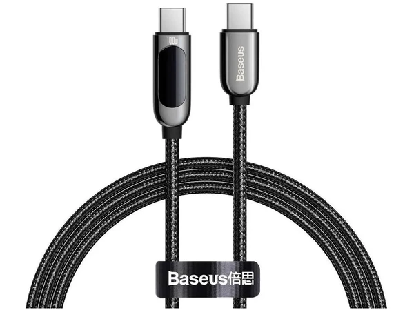 Нейлоновий кабель Type-C to Type-C з дисплеєм Baseus Display Fast Charging 100W (2m)