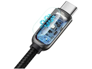 Нейлоновый кабель Type-C to Type-C с дисплеем Baseus Display Fast Charging 100W (2m) - Фото 3