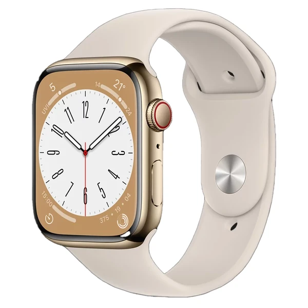 Смарт-годинник Apple Watch Series 8 GPS+Cellular, 41mm Gold Stainless Steel Case with Starlight Sport Band (MNJC3)
