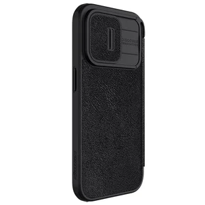 Кожаный чехол-книжка со шторкой для камеры Nillkin Qin Pro Leather Black для iPhone 15 Pro Max - Фото 3