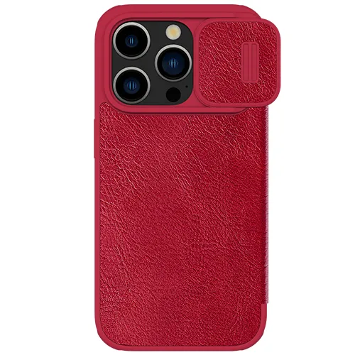 Шкіряний чохол-книжка зі шторкою для камери Nillkin Qin Pro Leather Red для iPhone 15 Pro Max в Сумах