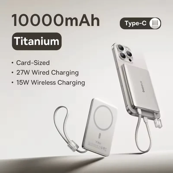 Портативний зарядний пристрій Baseus PicoGo AM11 Magnetic Power Bank Type-C 10000mAh Titanium