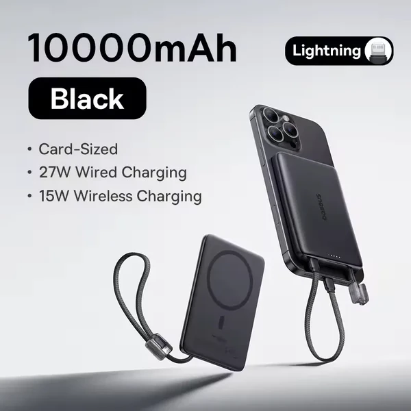 Портативний зарядний пристрій Baseus PicoGo AM11 Magnetic Power Bank Lightning 10000mAh Black у Миколаєві