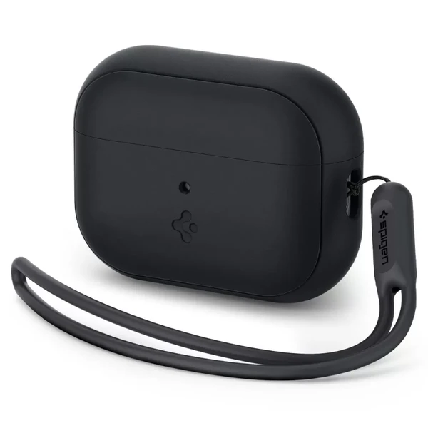 Силіконовий чохол із карабіном Spigen Silicone Fit Case Black Strap для AirPods Pro 2