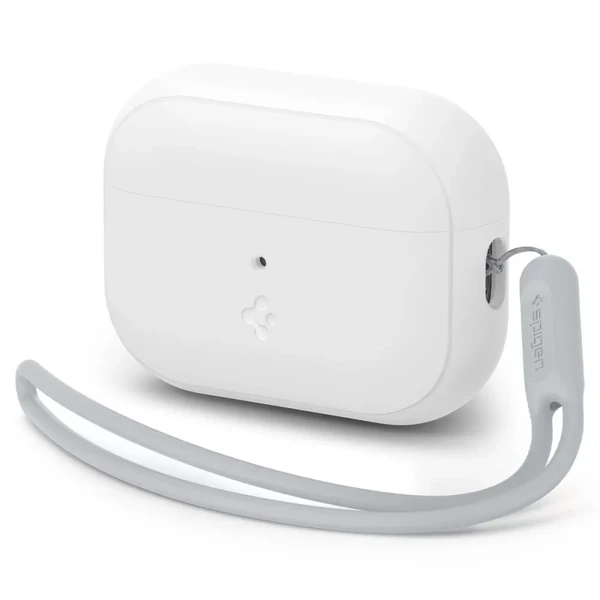 Силіконовий чохол із карабіном Spigen Silicone Fit Case White Strap для AirPods Pro 2