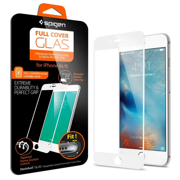 Защитное стекло Spigen Full Cover Glass White для iPhone 6 | 6s во Львове