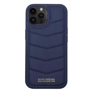 Дутий шкіряний чохол Santa Barbara Polo & Racquet Club з підставкою та розʼємом для карти CLYDE Navy Blue для iPhone 15 Pro Max