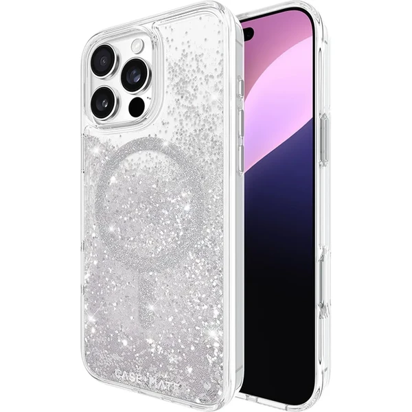 Срібний блискучий чохол Case-Mate Waterfall MagSafe для iPhone 16 Pro Max