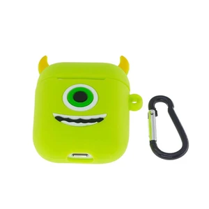 Мультяшный силиконовый чехол для AirPods с карабином iLoungeMax Big Eyes Monsters Зеленый - Фото 5