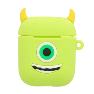 Мультяшный силиконовый чехол для AirPods с карабином iLoungeMax Big Eyes Monsters Зеленый - Фото 3