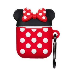 Мультяшный силиконовый чехол для AirPods с карабином iLoungeMax Minnie Mouse Красный  - Фото 1
