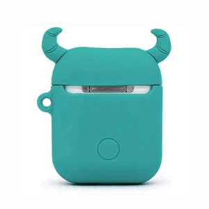 Мультяшный силиконовый чехол для AirPods с карабином iLoungeMax Sulley Голубой - Фото 2