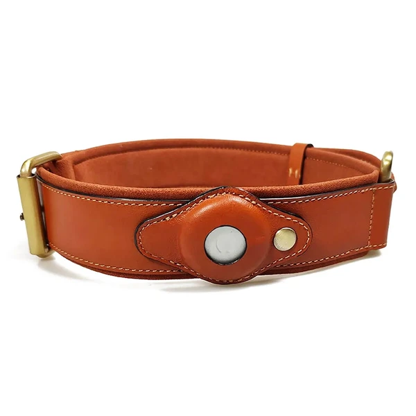 Нашийник для собак з тримачем для AirTag iLoungeMax Leather AirTag Dog Collar розмір 41 – 58 × 4 см