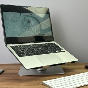 Алюминиевая портативная (складная) регулируемая подставка для iPad/MacBook/ноутбука/планшета с вращениям на 360° | iLoungeMax Stand Silver - Фото 10