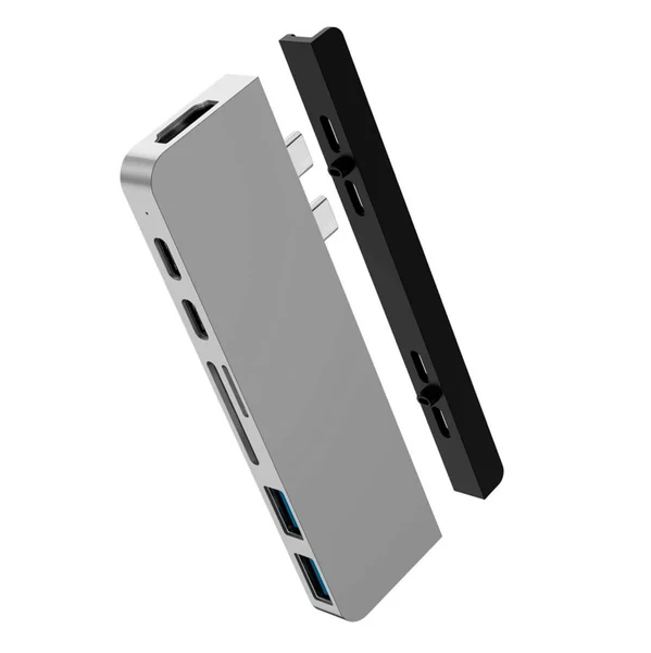 Хаб (адаптер) HyperDrive DUO 7-in-2 Thunderbolt 3 USB-C Hub 4K60Hz HDMI для MacBook Pro | Air Silver