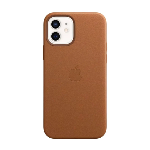 Шкіряний чохол Apple Leather Case with MagSafe Saddle Brown для iPhone 12 | 12 Pro OEM