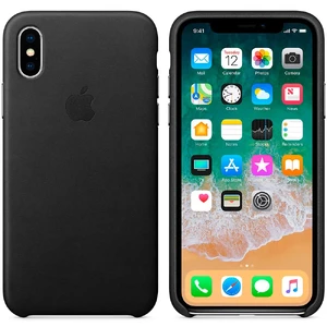 Черный кожаный чехол Apple Leather Case Black (MQTD2) для iPhone X | XS - Фото 2