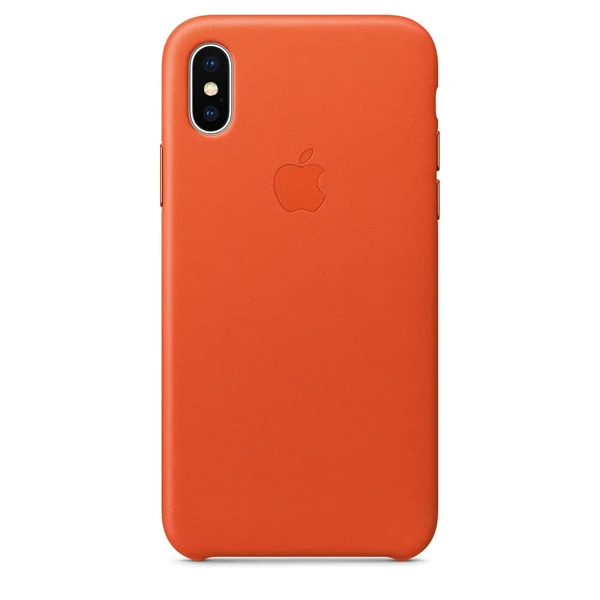 Кожаный чехол Apple Leather Case Bright Orange (MRGK2) для iPhone X