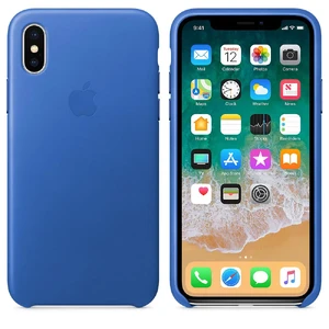 Кожаный чехол Apple Leather Case Electric Blue (MRGG2) для iPhone X - Фото 2