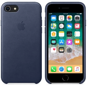 Кожаный чехол Apple Leather Case Midnight Blue (MQH82) для iPhone SE 3 | SE 2 | 8 | 7 - Фото 4