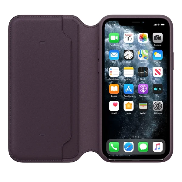 Шкіряний чохол-книжка Apple Leather Folio Aubergine (MX072) для iPhone 11 Pro
