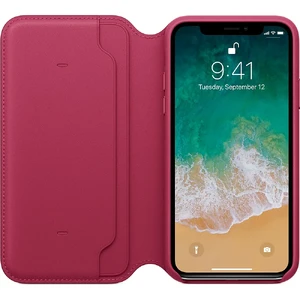 Кожаный чехол-книжка Apple Leather Folio Berry (MQRX2) для iPhone X | XS - Фото 2