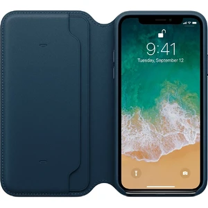 Кожаный чехол-книжка Apple Leather Folio Cosmos Blue (MQRW2) для iPhone X | XS - Фото 2
