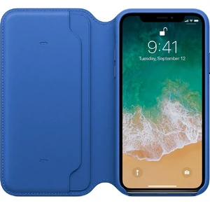 Кожаный чехол-книжка Apple Leather Folio Electric Blue (MRGE2) для iPhone X | XS - Фото 2