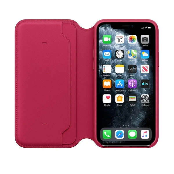 Кожаный чехол-книжка Apple Leather Folio Raspberry (MY1K2) для iPhone 11 Pro в Полтаве