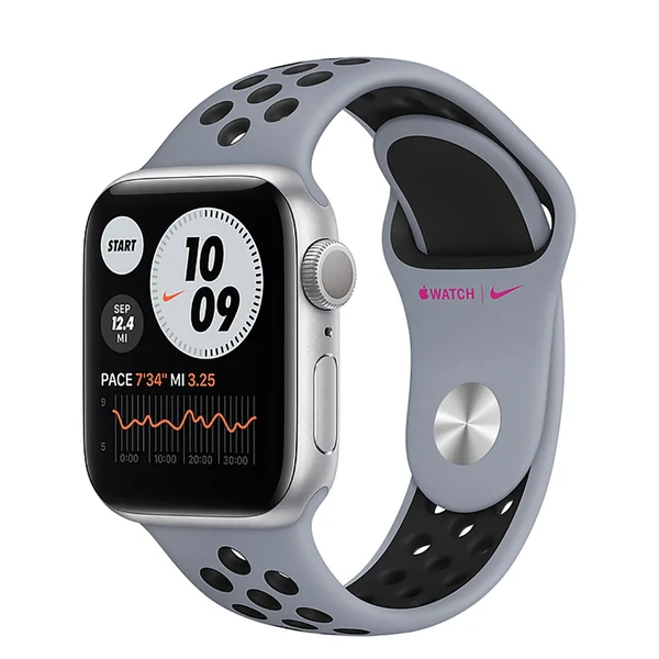 Смарт-часы Apple Watch Nike Series 6 GPS, 40mm Silver Aluminum Case with Obsidian Mist | Black Nike Sport Band (M02J3)