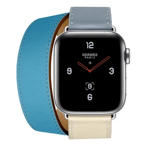 Смарт-часы Apple Watch Hermes Series 4 40mm GPS+LTE Stainless Steel Case Bleu Lin | Craie | Bleu du Nord Swift Double Tour (H078731CJAD) - Фото 2