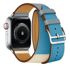 Смарт-часы Apple Watch Hermes Series 4 40mm GPS+LTE Stainless Steel Case Bleu Lin | Craie | Bleu du Nord Swift Double Tour (H078731CJAD) - Фото 3