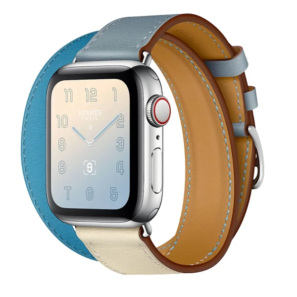 Смарт-годинник Apple Watch Hermes Series 4 40mm GPS + LTE Stainless Steel Case Bleu Lin | Craie | Bleu du Nord Swift Double Tour (H078731CJAD)