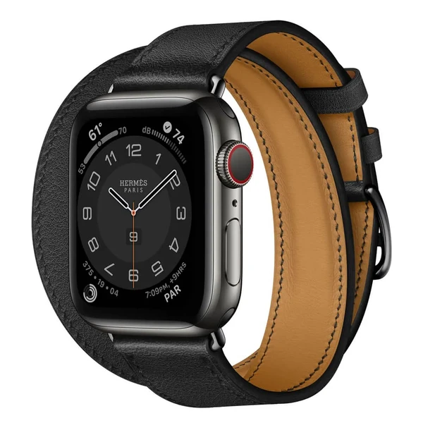Смарт-годинник Apple Watch Hermes Series Series 6 GPS + Cellular, 40mm Space Black Stainless Steel Case with Noir Swift Leather Double Tour (MJ3V3)