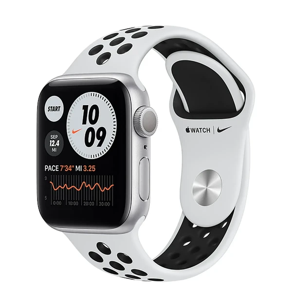 Смарт-часы Apple Watch Nike Series 6 GPS, 40mm Silver Aluminum Case with Pure Platinum | Black Nike Sport Band (M00T3)