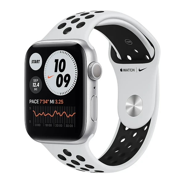 Смарт-часы Apple Watch Nike Series 6 GPS, 44mm Silver Aluminum Case with Pure Platinum | Black Nike Sport Band (MG293UL/A) Официальный UA в Тернополе