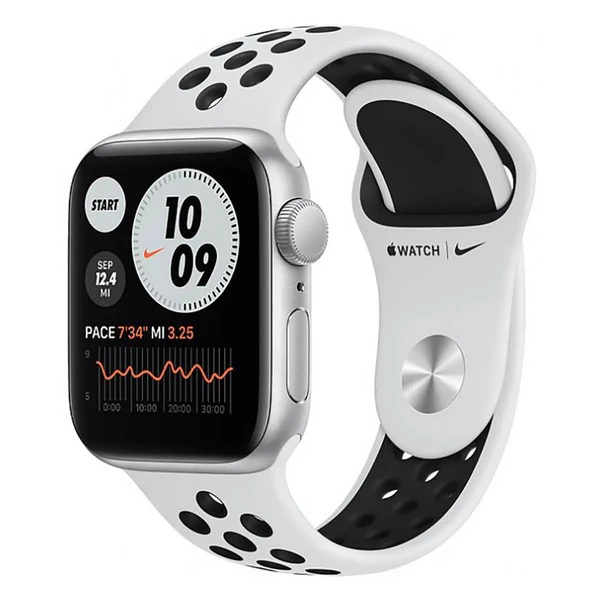 Смарт-годинник Apple Watch Nike SE 44mm Silver Aluminum Case with Pure Platinum Black Nike Sport Band (MYYH2UL/A) Офіційний UA