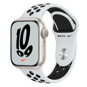 Смарт-часы Apple Watch Nike Series 7 GPS, 41mm Starlight Aluminum Case with Pure Platinum | Black Nike Sport Band (MKN33) MKN33 - Фото 1
