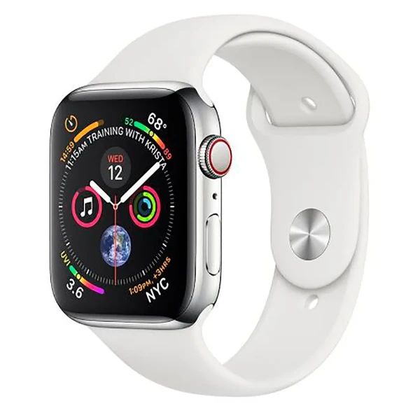 Смарт-годинник Apple Watch Series 4 40mm GPS + LTE Stainless Steel Case White Sport Band (MTVJ2 | MTUL2)