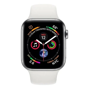 Смарт-часы Apple Watch Series 4 40mm GPS+LTE Stainless Steel Case White Sport Band (MTVJ2 | MTUL2) - Фото 2