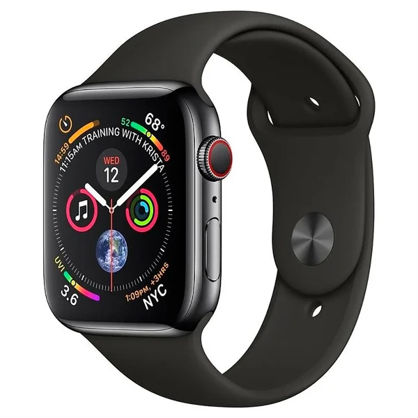 Смарт-часы Apple Watch Series 4 44mm GPS+LTE Space Black Stainless Steel Case Black Sport Band (MTV52)