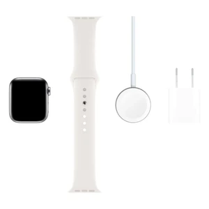Смарт-часы Apple Watch Series 5 40mm Silver Stainless Steel Case White Sport Band (MWWR2) - Фото 6