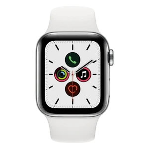 Смарт-часы Apple Watch Series 5 40mm Silver Stainless Steel Case White Sport Band (MWWR2) - Фото 2