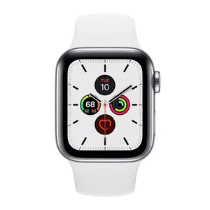 Смарт-часы Apple Watch Series 5 44mm Silver Stainless Steel Case White Sport Band (MWW22) - Фото 2