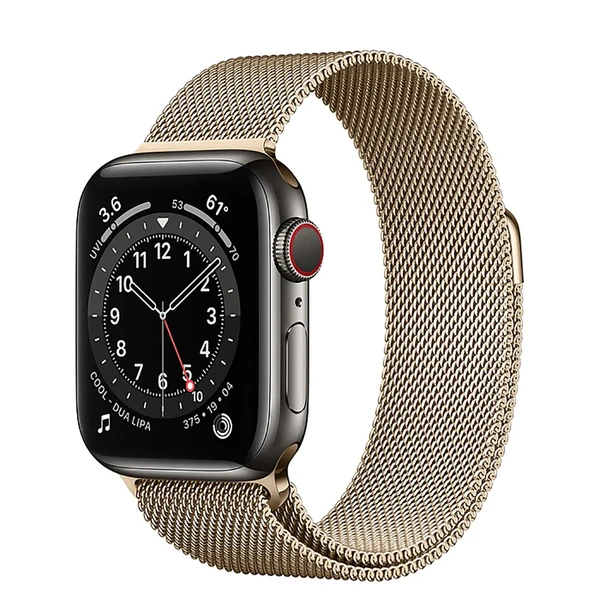Смарт-годинник Apple Watch Series 6 GPS + Cellular, 40mm Graphite Stainless Steel Case with Gold Milanese Loop (M0DF3 | M0DW3)